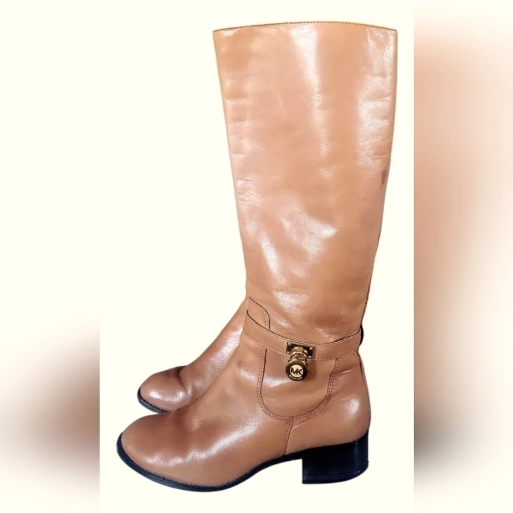 Michael Kors Women's Leather Hamilton Luggage Tan Riding Boots Sz 81/2 M